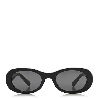 Miu Miu Acetate Oval Sunglasses SMU 06Z Black 2 of 8
