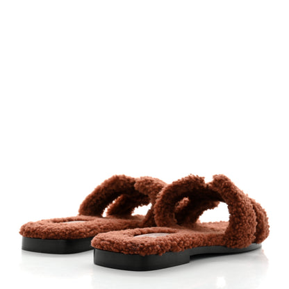 Hermes Woolskin Oran Sandals 38 Cognac 4 of 8