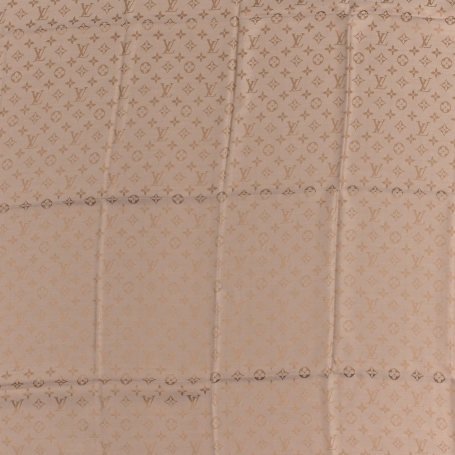 Louis Vuitton Silk Wool Monogram Denim Shawl Beige Rose 2 of 5
