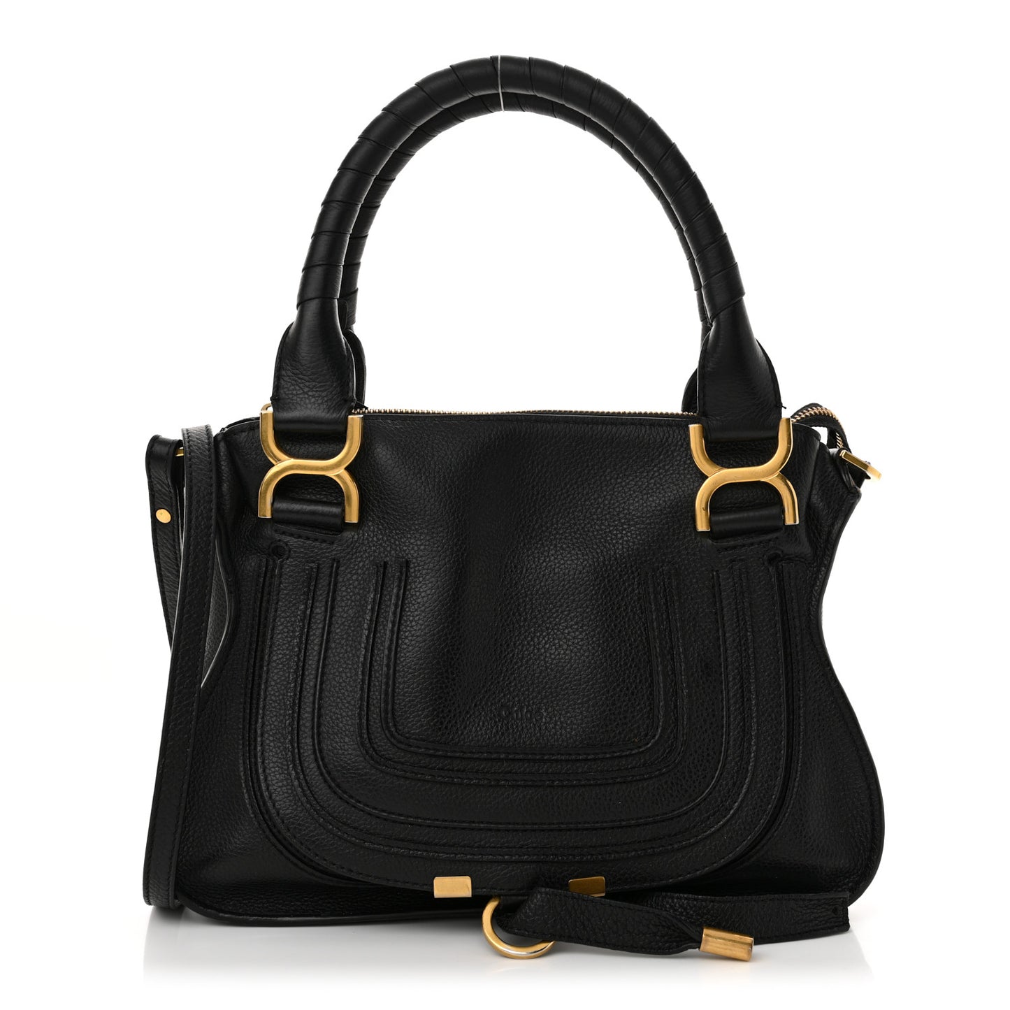 Calfskin Small Marcie Satchel Black