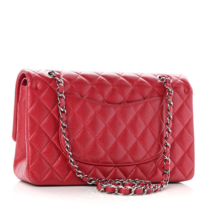 Chanel Metallic Caviar Quilted Medium Double Flap Dark Pink 3 of 9