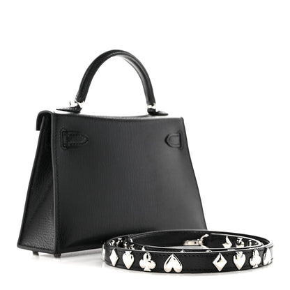 Hermes Chevre Chamkila Clou de Coeur Mini Kelly Sellier 20 Black 3 of 11