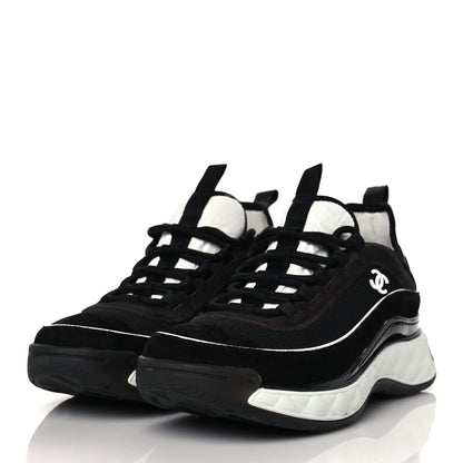 Chanel Velvet Calfskin Mixed Fibers CC Sneakers 41 Black 3 of 9