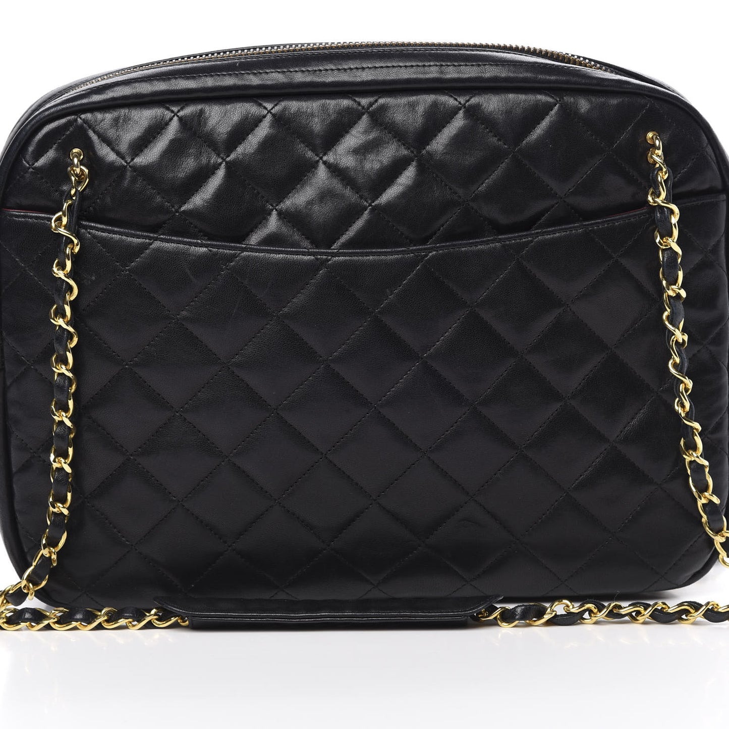Lambskin Quilted Shoulder Bag Navy Blue