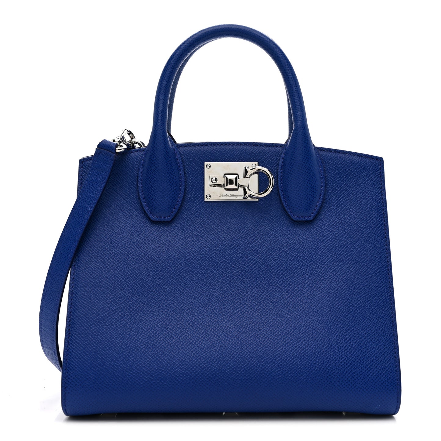 Hammered Calfskin Small The Studio Box Bag Lapis Lazuli