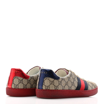 Gucci GG Supreme Monogram Ayers Mens New Ace Low-Top Sneaker 11 Blue Red 4 of 10