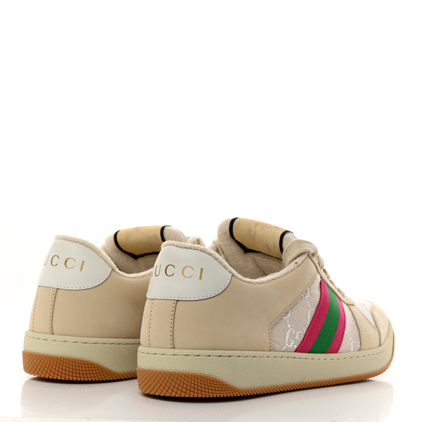 Lame GG Monogram Nubuck Web Screener Sneakers 40 Gardenia Silver Dusty Milk White