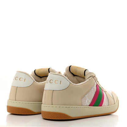Gucci Lame GG Monogram Nubuck Web Screener Sneakers 40 Gardenia Silver Dusty Milk White 4 of 9