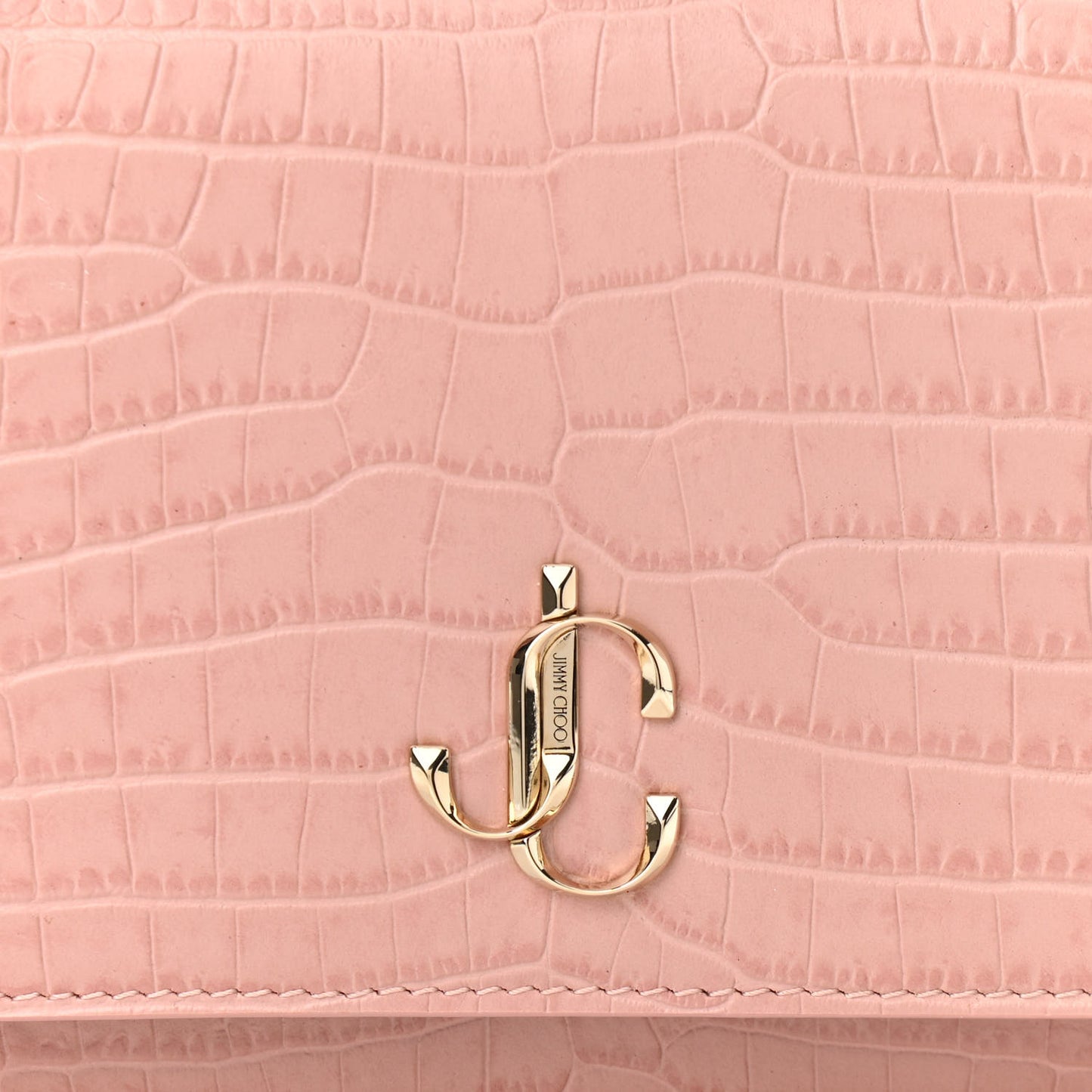 Calfskin Crocodile Embossed Palace Crossbody Pink