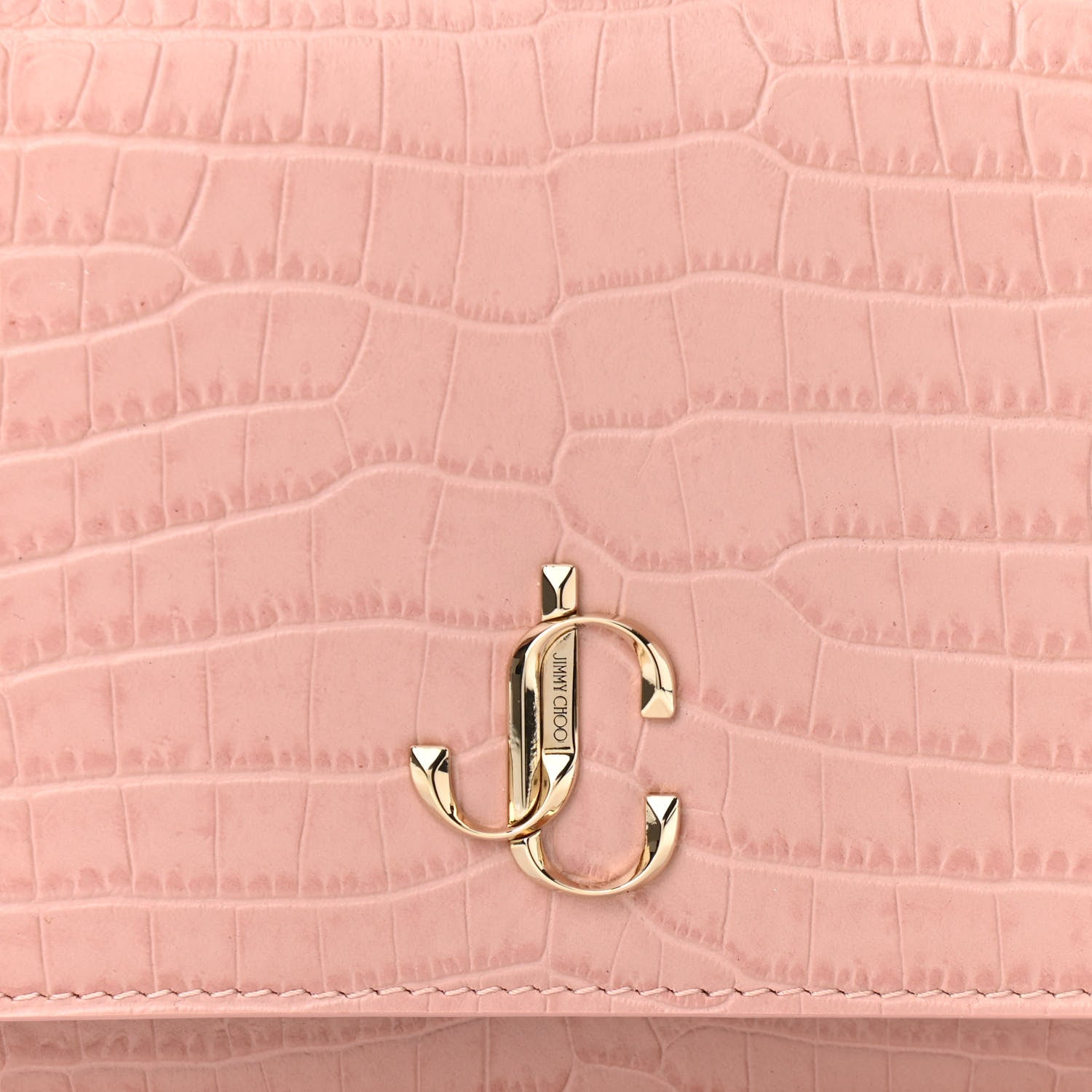 Jimmy Choo Calfskin Crocodile Embossed Palace Crossbody Pink 7 of 10