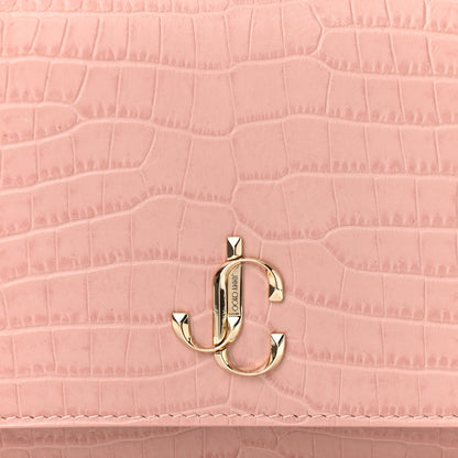 Jimmy Choo Calfskin Crocodile Embossed Palace Crossbody Pink 7 of 10