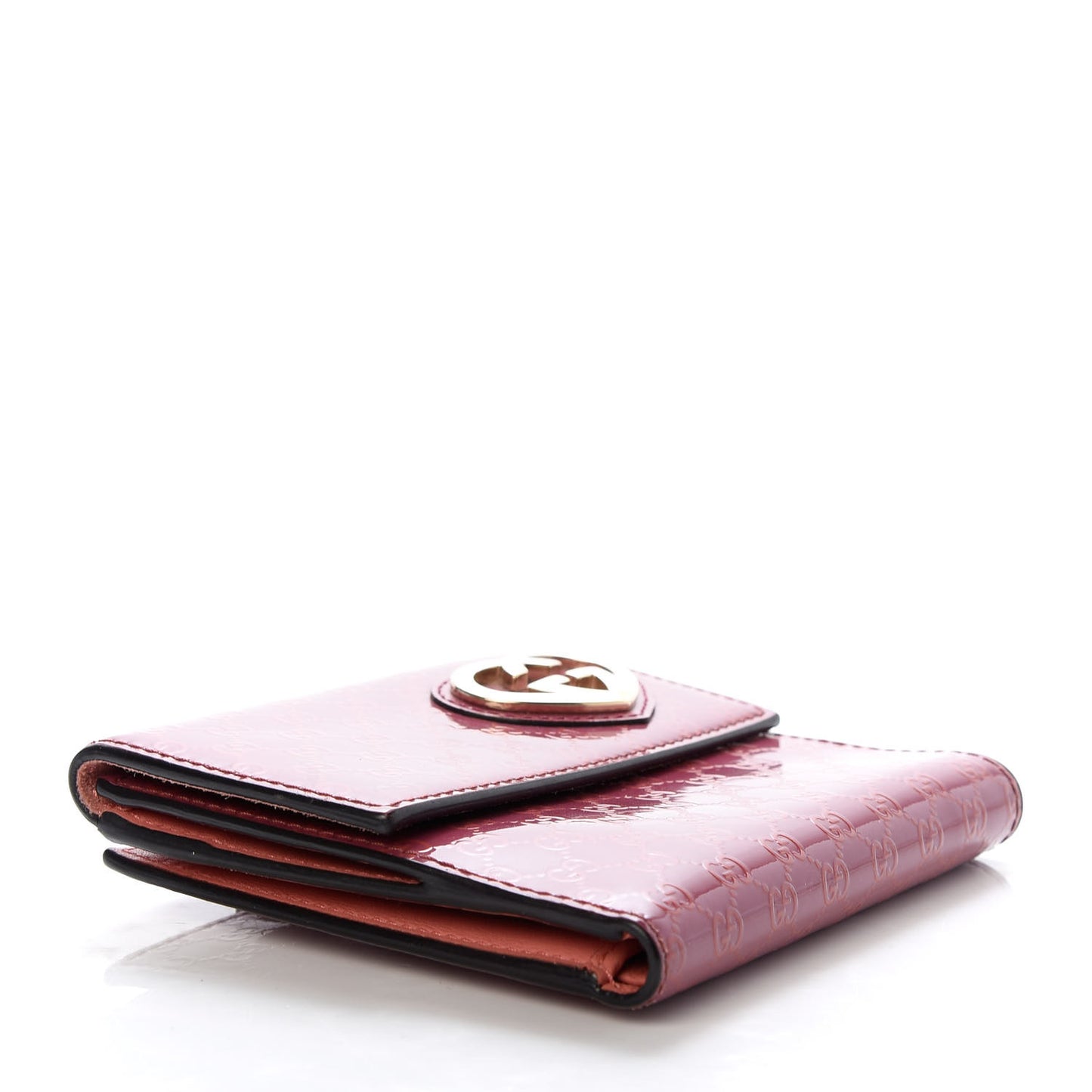 Patent Microguccissima Lovely Heart French Flap Wallet Red