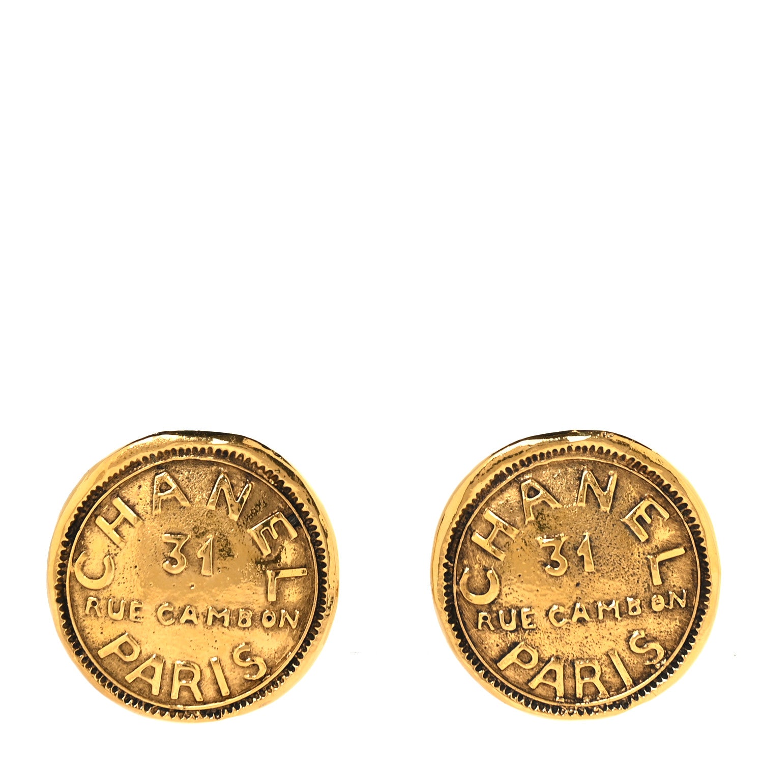 Chanel Metal Rue Cambon Clip On Earrings Gold 1 of 8