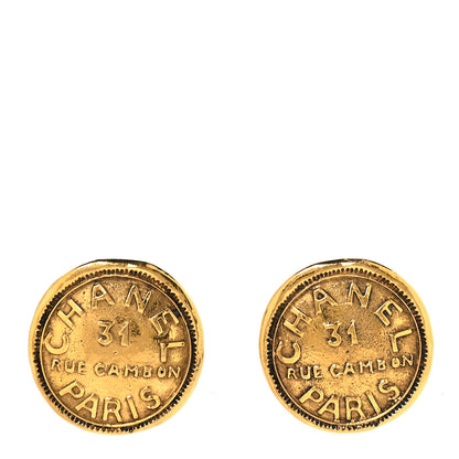 Chanel Metal Rue Cambon Clip On Earrings Gold 1 of 8