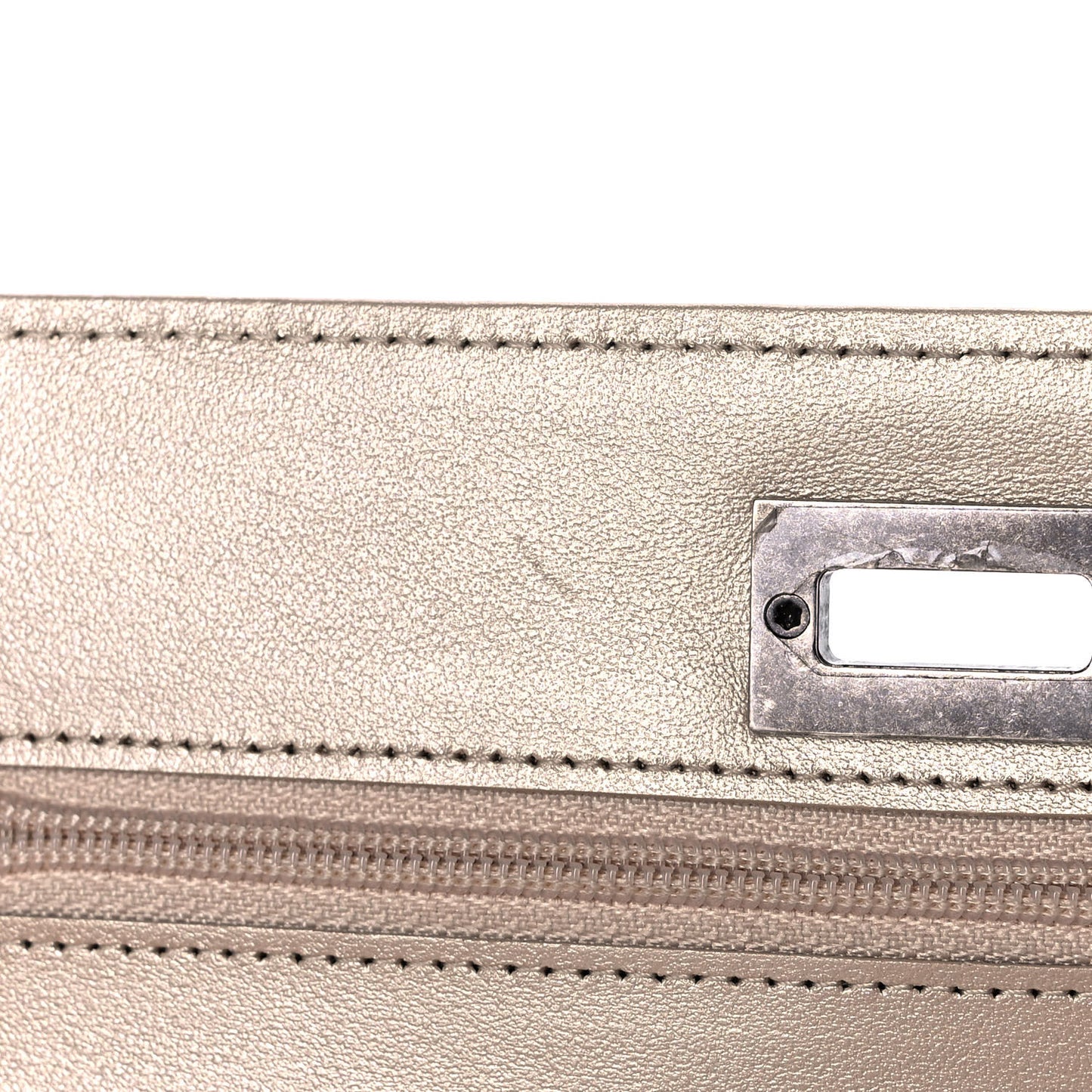 Metallic Sheepskin Quilted Reissue Wallet On Chain WOC Beige