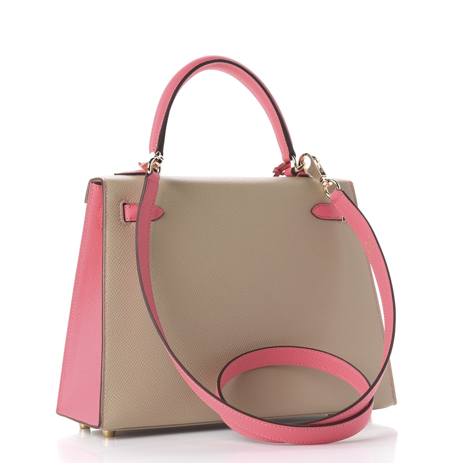 Hermes Epsom Bi-Color Horseshoe Kelly Sellier 25 Trench Rose Azalee 7 of 10