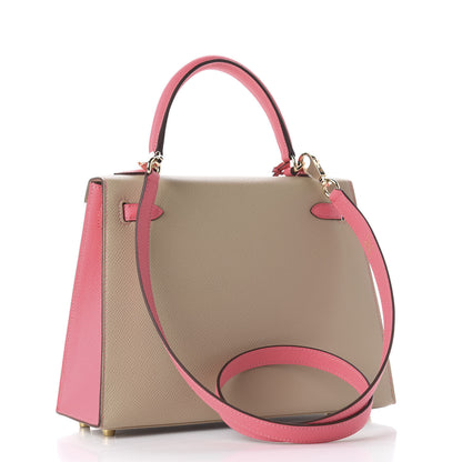 Hermes Epsom Bi-Color Horseshoe Kelly Sellier 25 Trench Rose Azalee 7 of 10