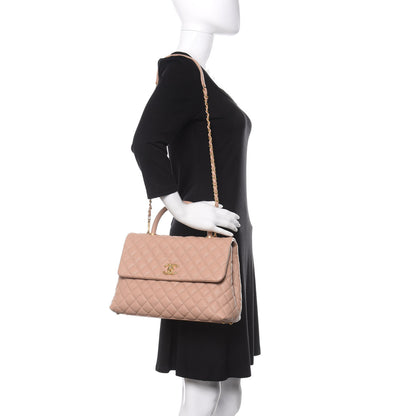 Chanel Caviar Quilted Medium Coco Handle Flap Light Beige 2 of 9