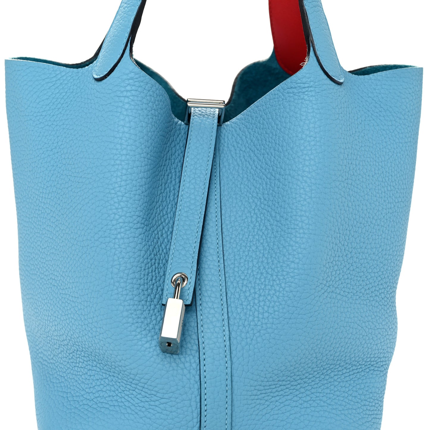Taurillon Clemence Swift Eclat Picotin Lock 22 MM Bleu du Nord Rouge de Coeur
