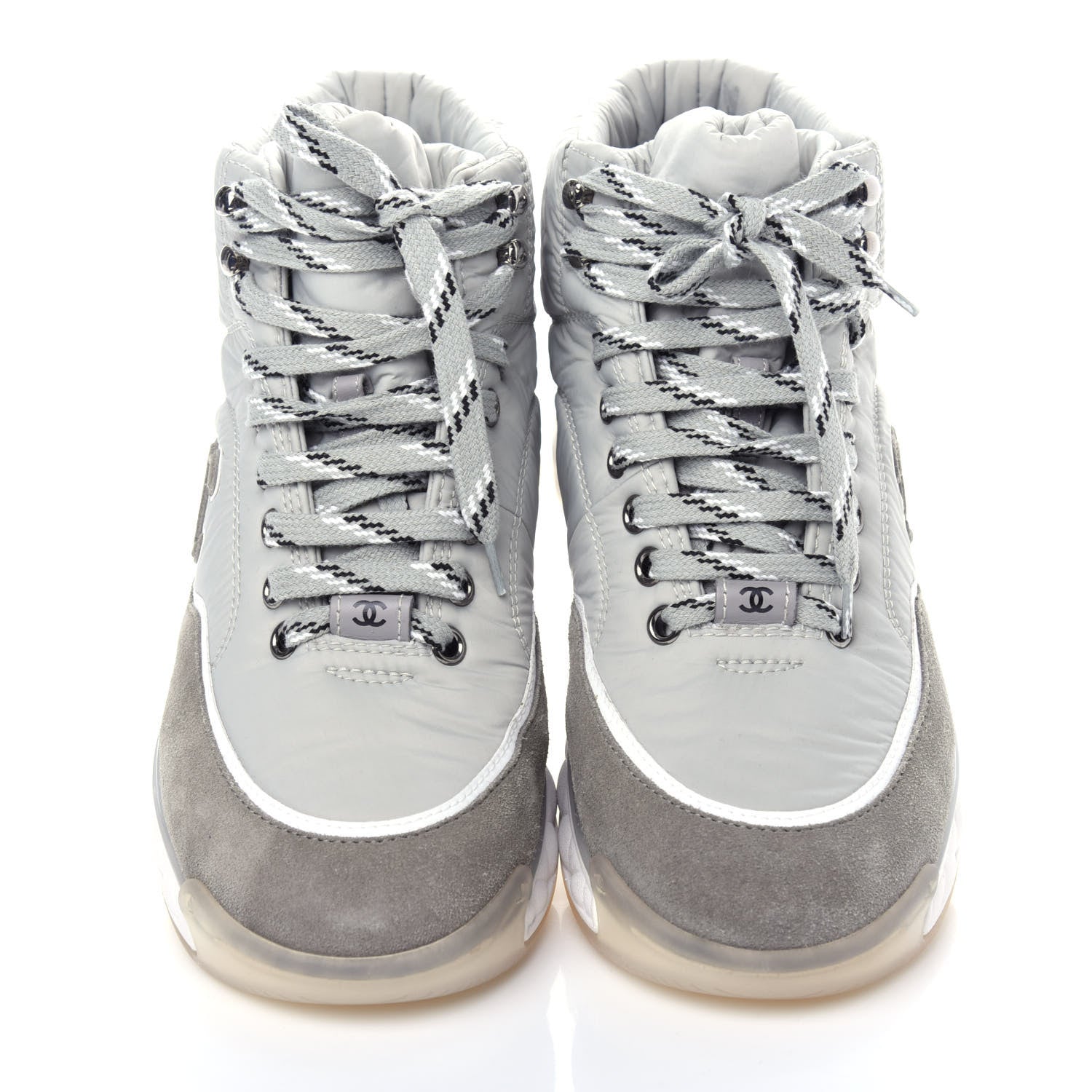 Chanel Fabric Suede Womens CC Sneakers 39 Grey 5 of 11