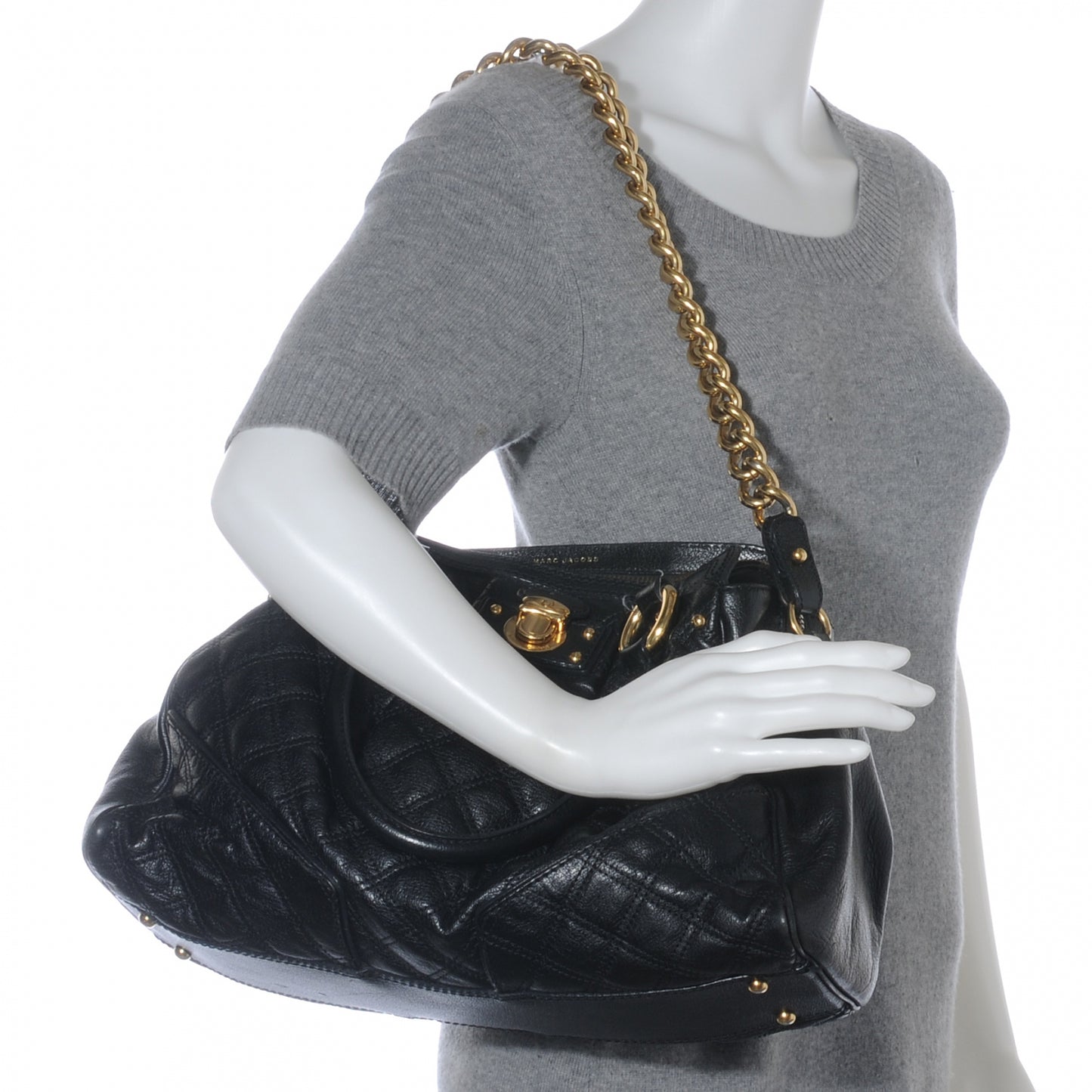 Quilted Leather Alyona Bag Black