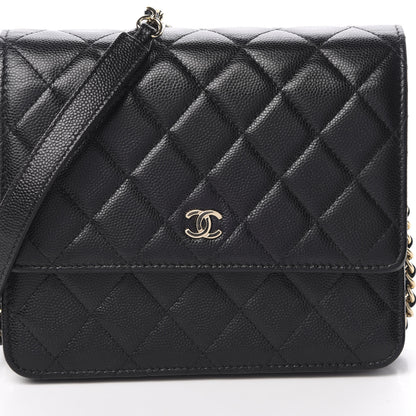 Chanel Caviar Quilted Square Wallet On Chain WOC Black 9 of 13