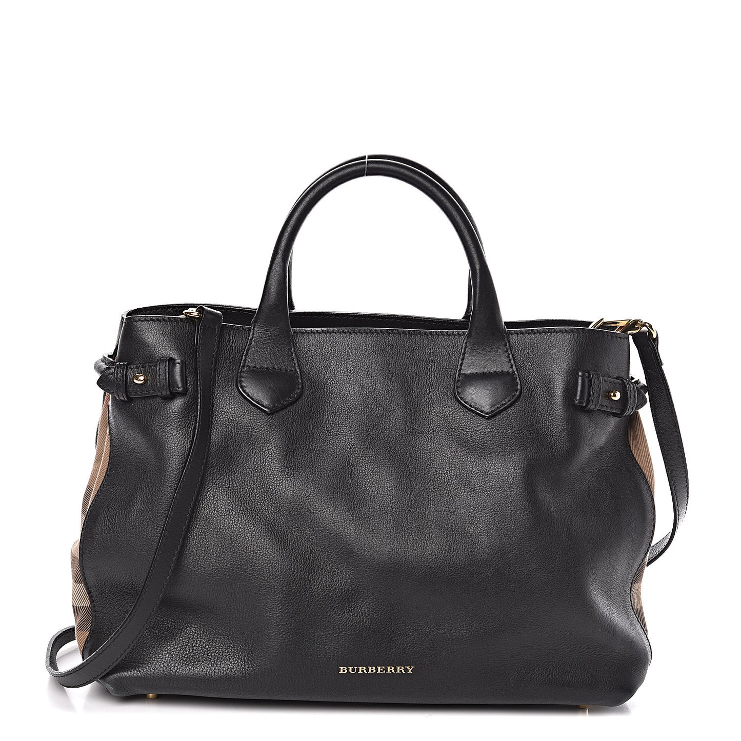 Smooth Calfskin Medium Banner Tote Black