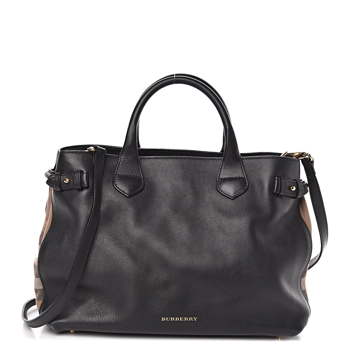 Burberry Smooth Calfskin Medium Banner Tote Black 1 of 10