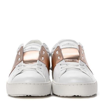 Valentino Garavani Calfskin Rockstud Open Sneakers 39.5 White Rose Gold 2 of 9