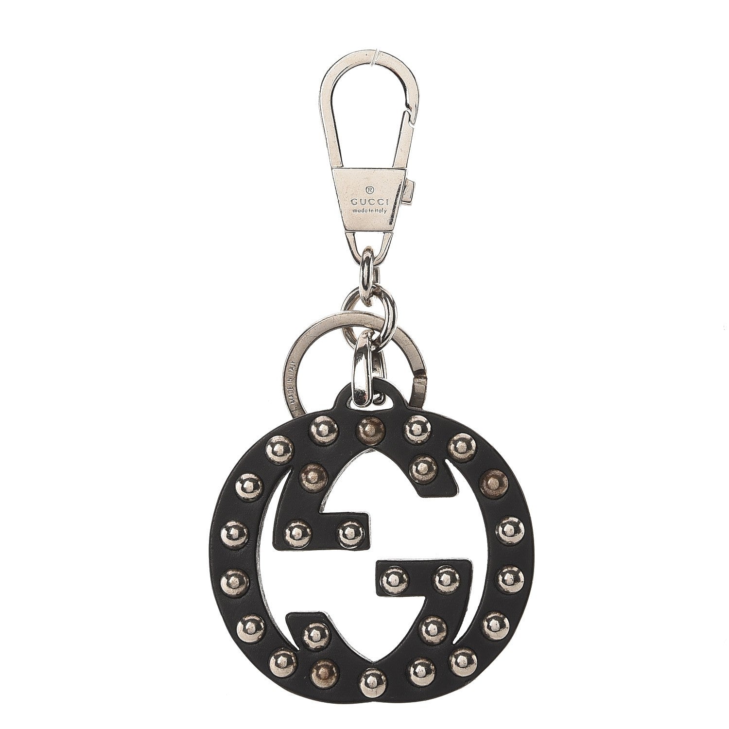 Gucci Wood Interlocking GG Studded Key Charm Black 1 of 2