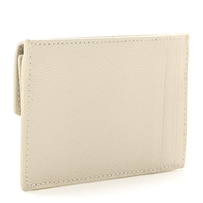Saint Laurent Grain De Poudre Uptown Monogram Card Case Crema Soft 2 of 6