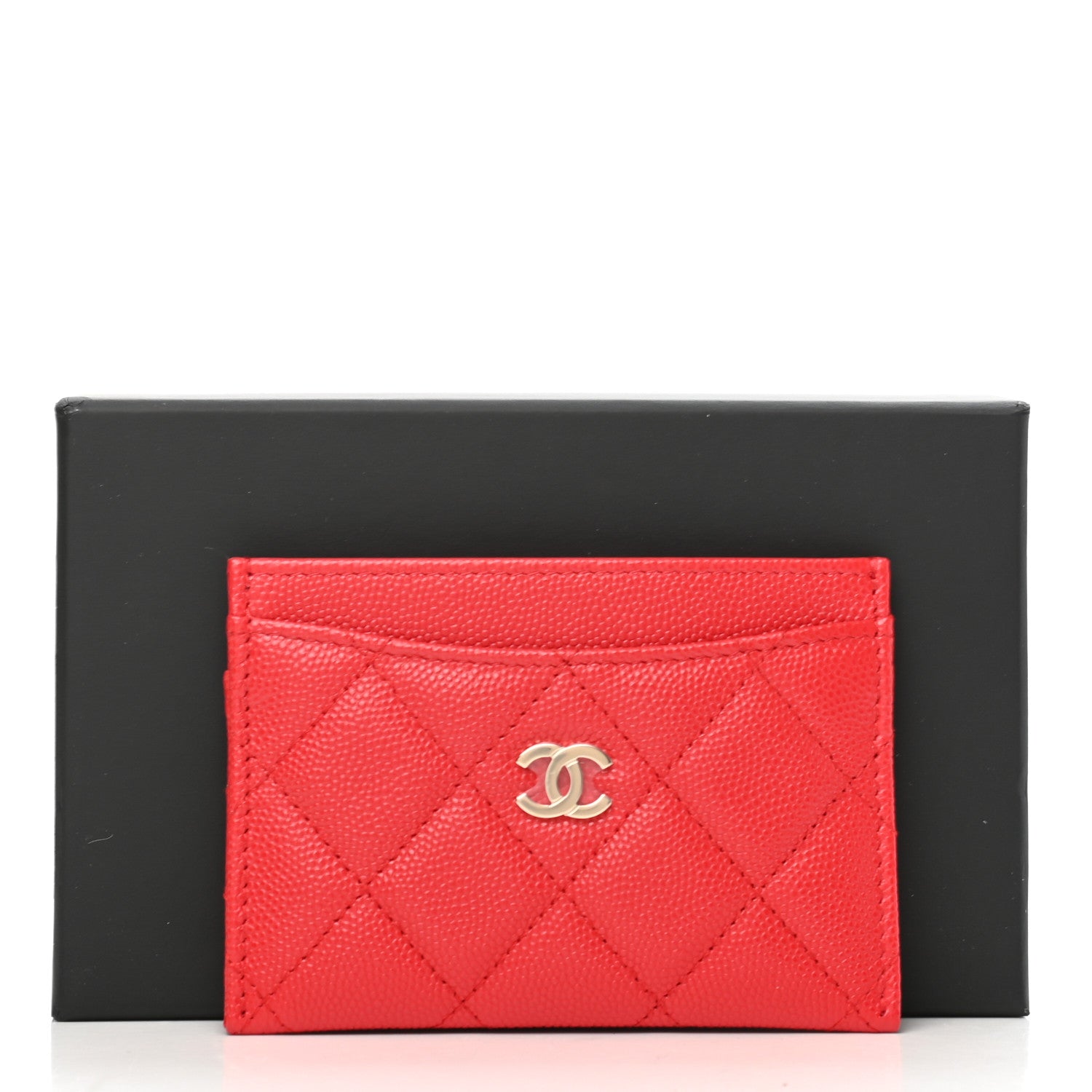Chanel Caviar Quilted Card Holder Red 9 of 9