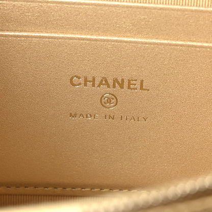 Chanel Metallic Caviar Quilted Top Handle Slim Vanity With Chain Gold 6 of 10