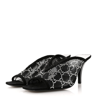 Gucci Tela Retino Kid Scamosciato Crystal GG Monogram Square G 95mm Slide Sandals 39 Black 4 of 10