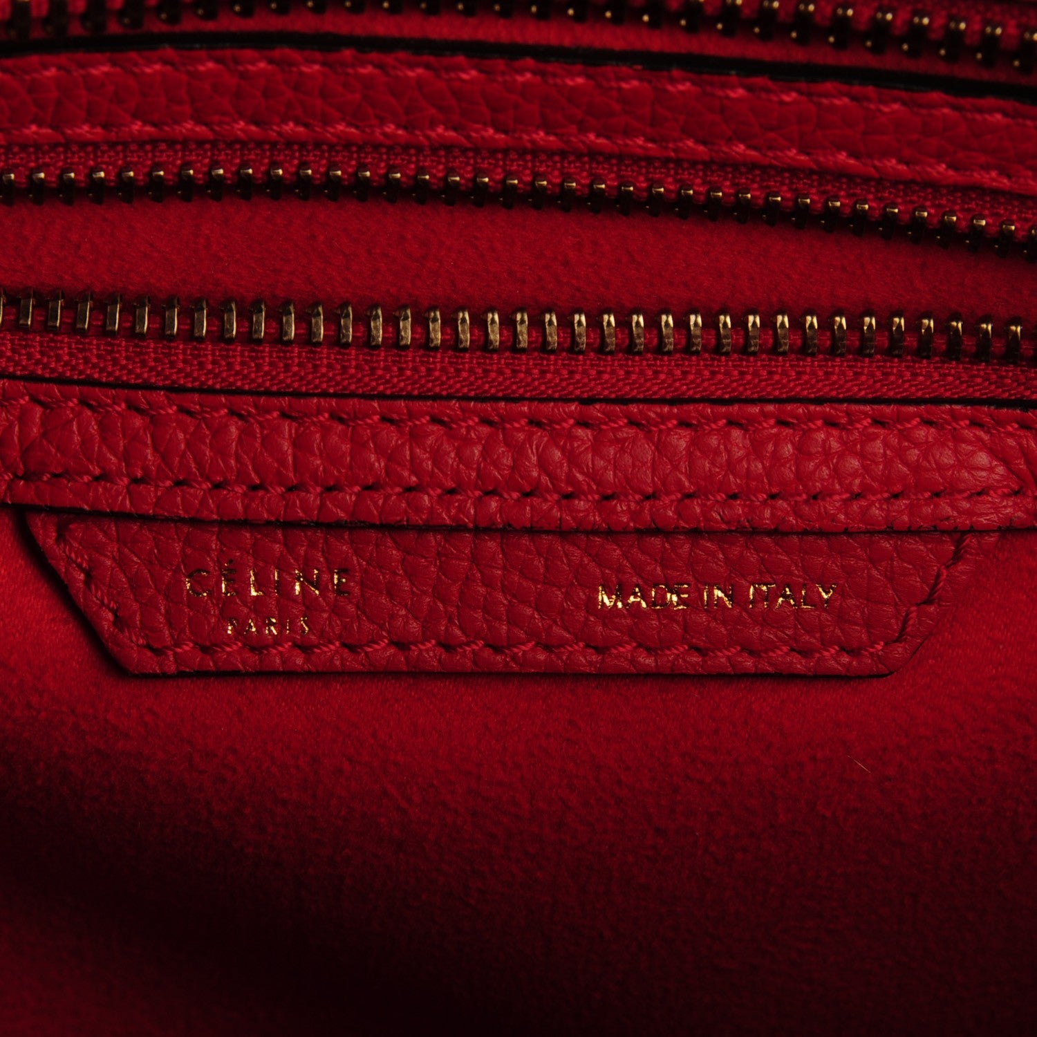Celine Drummed Calfskin Micro Luggage Coquelicot 5 of 7