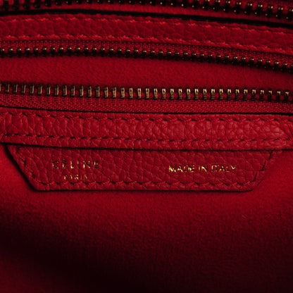 Celine Drummed Calfskin Micro Luggage Coquelicot 5 of 7