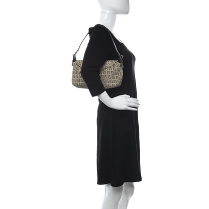 Fendi Zucchino Vitello Baguette Beige Black 2 of 11