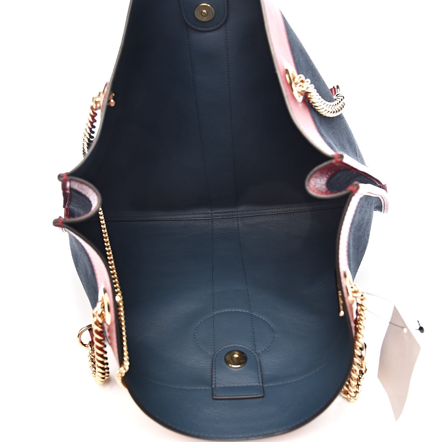 Suede Calfskin Large Rajah Chain Tote New Blue Romantic Cherry