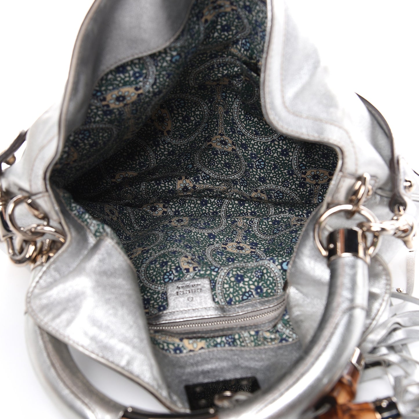 Metallic Calfskin Medium Indy Top Handle Hobo Silver