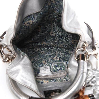 Gucci Metallic Calfskin Medium Indy Top Handle Hobo Silver 5 of 17