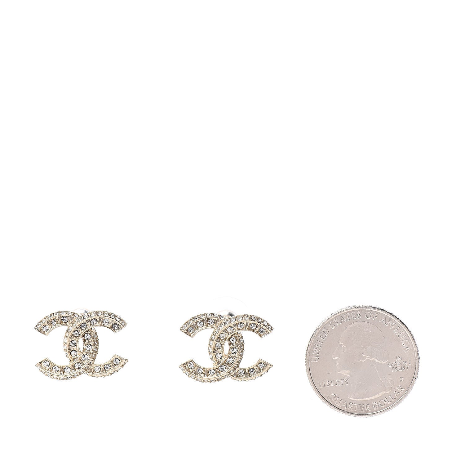Chanel Crystal Timeless CC Earrings Light Gold 2 of 5