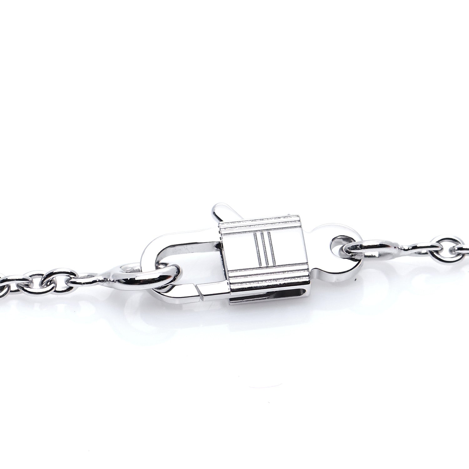 Hermes 18K White Gold Diamond Amulettes Cadenas Pendant Necklace 6 of 7