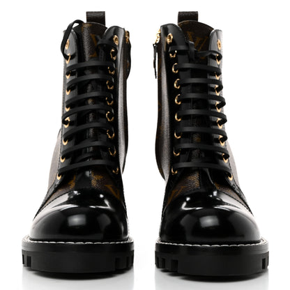 Louis Vuitton Patent Calfskin Monogram Star Trail Ankle Boots 38.5 Black 2 of 9