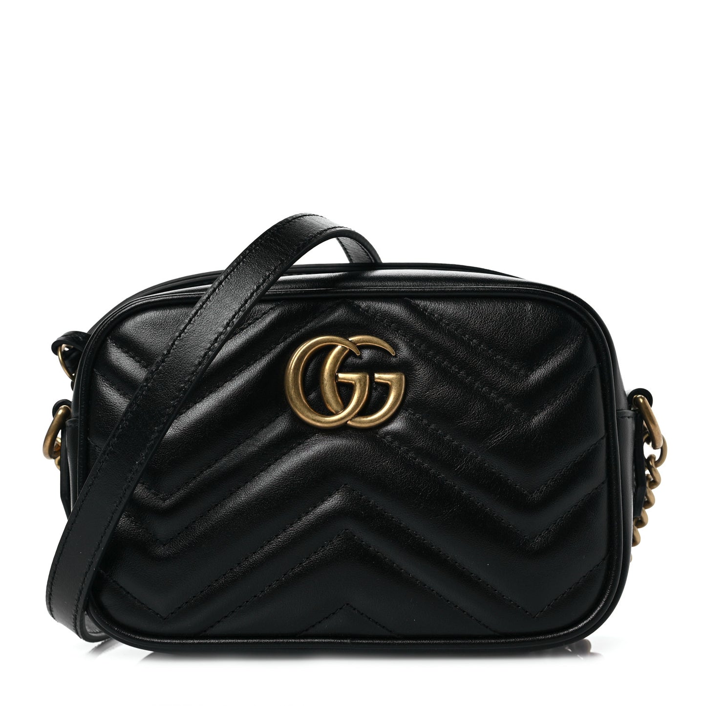 Calfskin Matelasse Mini GG Marmont Chain Shoulder Bag Black
