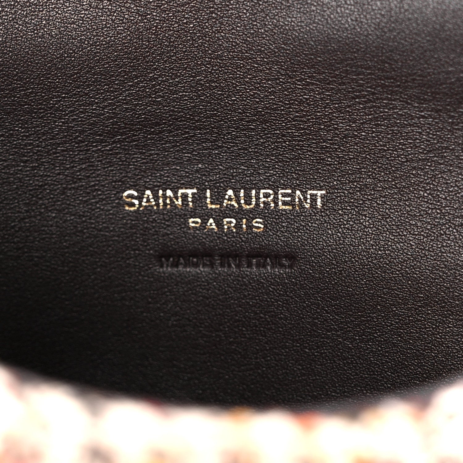 Saint Laurent Tweed Quilted Loulou Puffer Monogram Pouch Clutch Beige Umber Multicolor 7 of 15