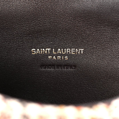 Saint Laurent Tweed Quilted Loulou Puffer Monogram Pouch Clutch Beige Umber Multicolor 7 of 15
