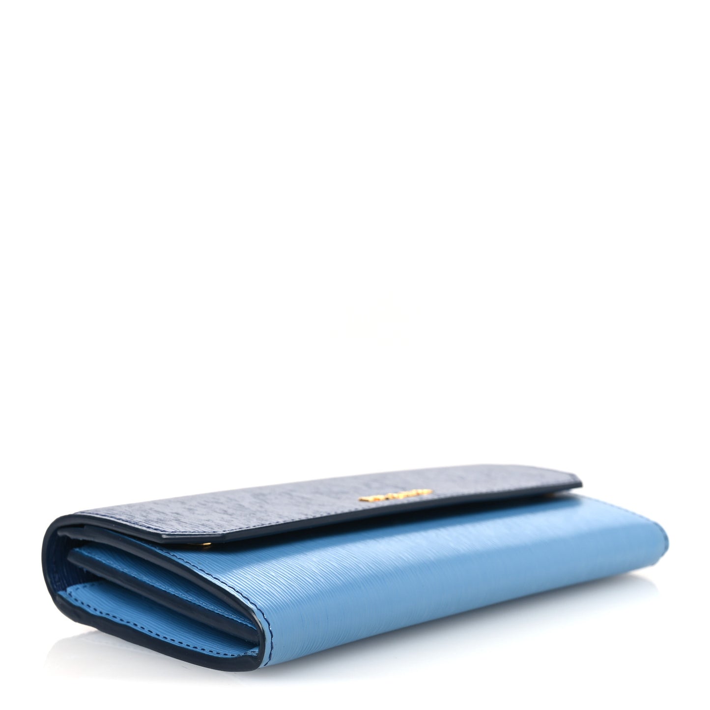 Vitello Move Bi-Color Metal Continental Flap Travel Wallet Bluette Mare