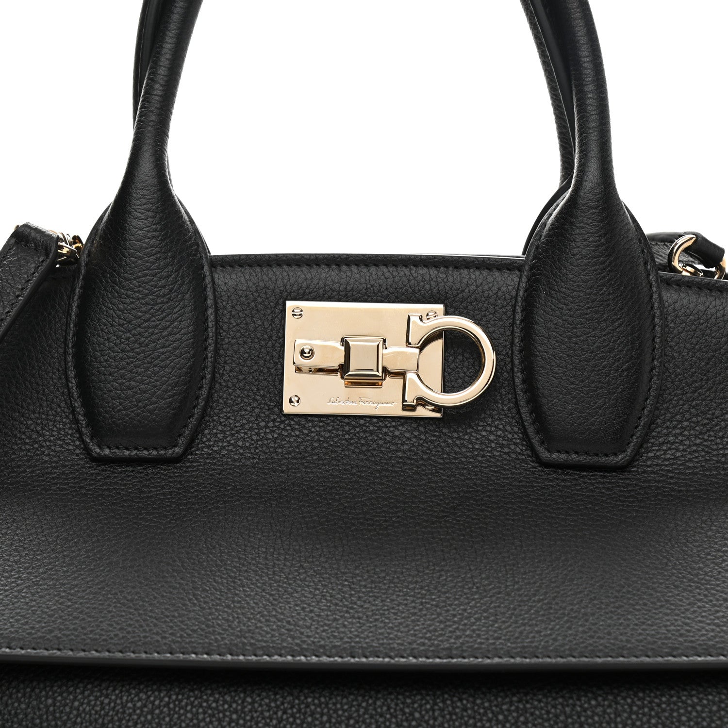 Salvatore Ferragamo Calfskin Medium Studio Bag Black 7 of 7