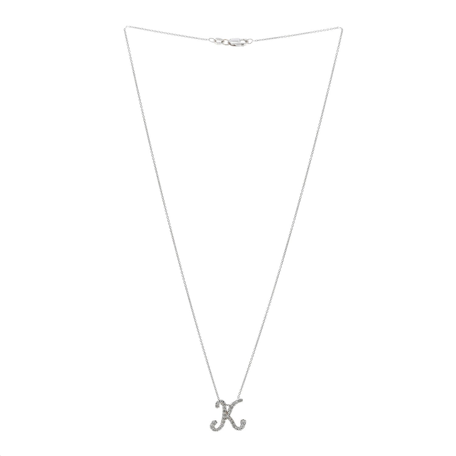 Roberto Coin 18K White Gold Diamond Cursive Letter K Pendant Necklace 3 of 6