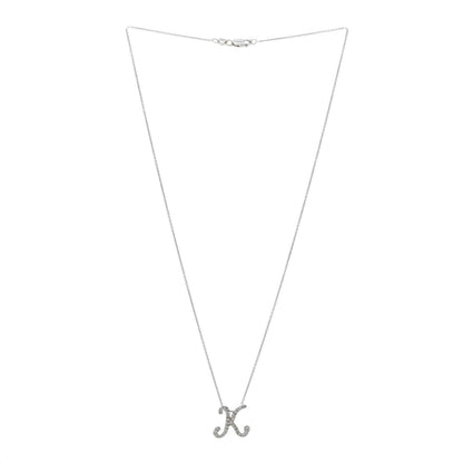 Roberto Coin 18K White Gold Diamond Cursive Letter K Pendant Necklace 3 of 6